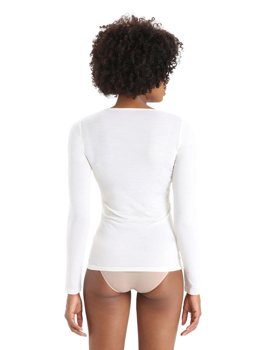 Women's Icebreaker Merino Siren Long Sleeve Sweetheart Top Underwear Snow | CA 1258YXFU